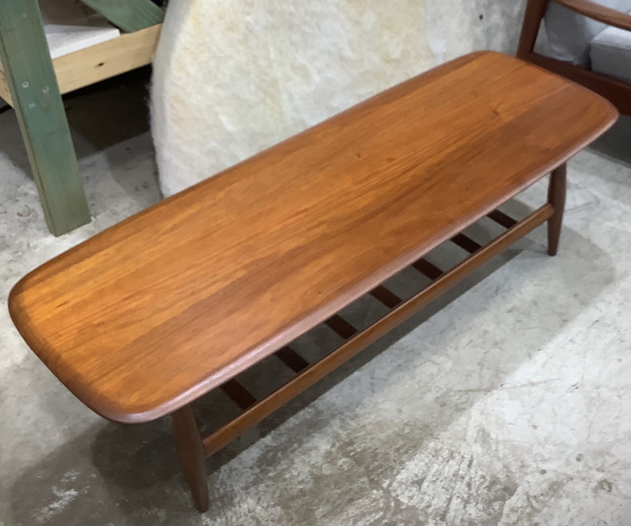 Full timber restoration of original Parker armchair and coffee table